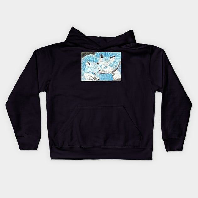 Sweet Blue foxes Kids Hoodie by SamsArtworks